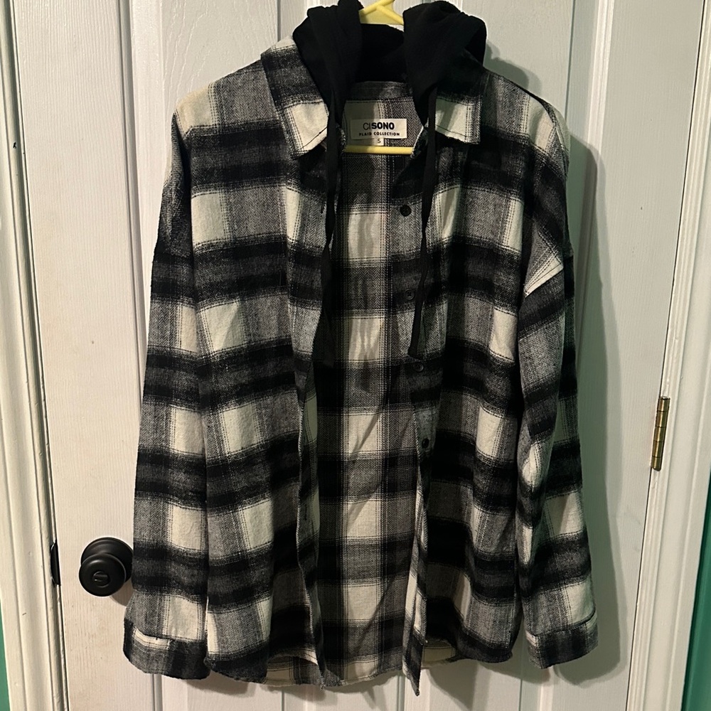 0082 Ci Sono Black and White Plaid Button‎ Down Shirt Womens size small